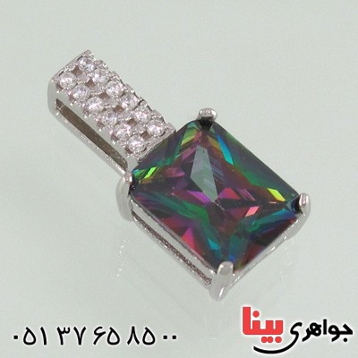 گردنبند توپاز هفت رنگ زنانه رودیوم خوشرنگ _کد:14965