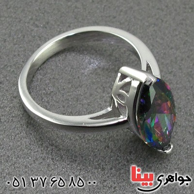 انگشتر توپاز هفت رنگ رودیوم زنانه _کد:14967