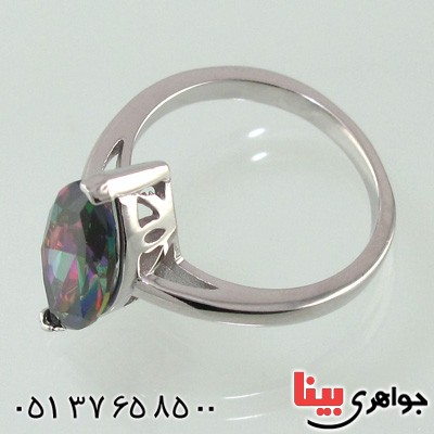 انگشتر توپاز هفت رنگ رودیوم زنانه _کد:14967