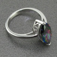 انگشتر توپاز هفت رنگ رودیوم زنانه 