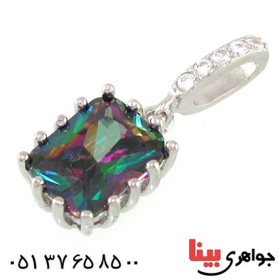 گردنبند توپاز هفت رنگ زنانه رودیوم خوشرنگ و زیبا _کد:14968