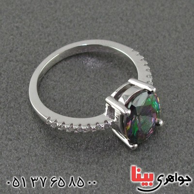 انگشتر توپاز هفت رنگ زنانه رودیوم _کد:14969