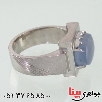 انگشتر عقیق یمنی کبود درشت مردانه تک _کد:2034