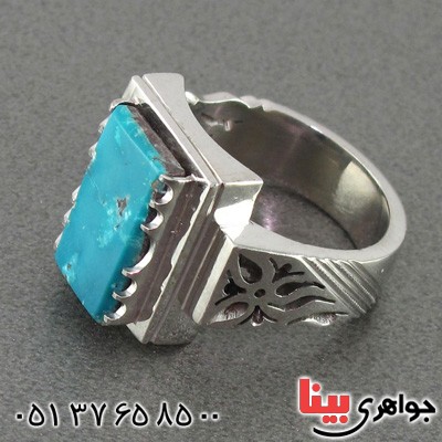 انگشتر فیروزه نیشابوری درشت مردانه با رنگی خاص _کد:2037