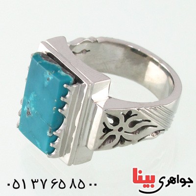انگشتر فیروزه نیشابوری درشت مردانه با رنگی خاص _کد:2037
