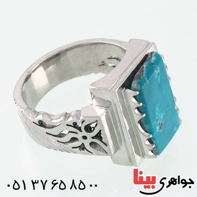 انگشتر فیروزه نیشابوری درشت مردانه با رنگی خاص _کد:2037