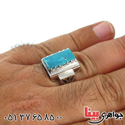 انگشتر فیروزه نیشابوری درشت مردانه با رنگی خاص _کد:2037