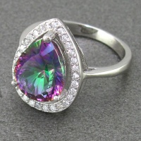 انگشتر توپاز هفت رنگ رودیوم زنانه فاخر 