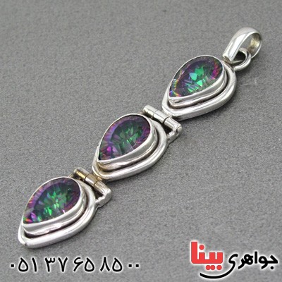 گردنبند توپاز هفت رنگ رودیوم زنانه خاص _کد:14986
