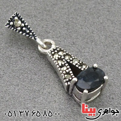 گردنبند یاقوت کبود و مارکازیت زنانه مدل کتایون _کد:14988