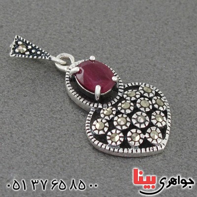 گردنبند یاقوت سرخ و مارکازیتی زنانه خوشرنگ و زیبا _کد:15000