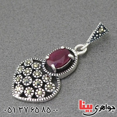 گردنبند یاقوت سرخ و مارکازیتی زنانه خوشرنگ و زیبا _کد:15000