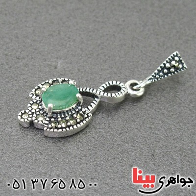 گردنبند زمرد و مارکازیت زنانه خوشرنگ _کد:15010