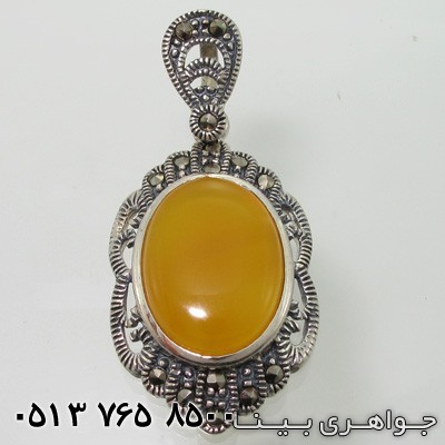 گردنبند عقیق زرد شرف الشمس و مارکازیت