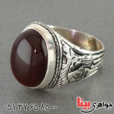 انگشتر عقیق خراسانی مردانه طرح غزال _کد:15064