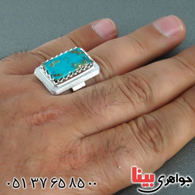 انگشتر فیروزه نیشابوری شجری مردانه فاخر درشت _کد:2058