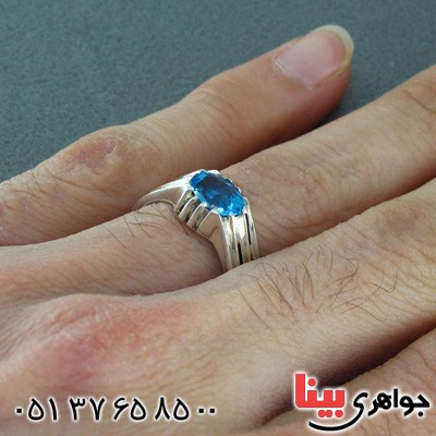 انگشتر توپاز زلال خوشرنگ مردانه _کد:15107