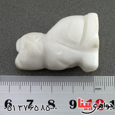 سنگ عقیق سفید تراش گربه بورا _کد:15155