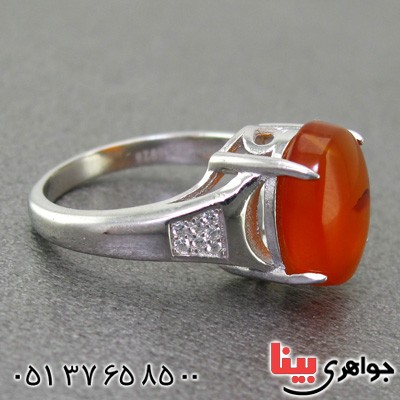 انگشتر عقیق یمنی رودیوم زنانه خوشرنگ _کد:15200