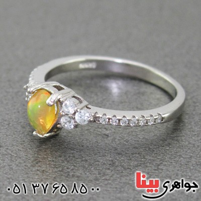 انگشتر اوپال تک رودیوم زنانه _کد:15213