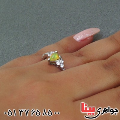 انگشتر اوپال تک رودیوم زنانه _کد:15213