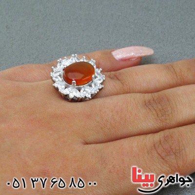 انگشتر عقیق یمنی رودیوم زنانه تک و مجلسی _کد:15220