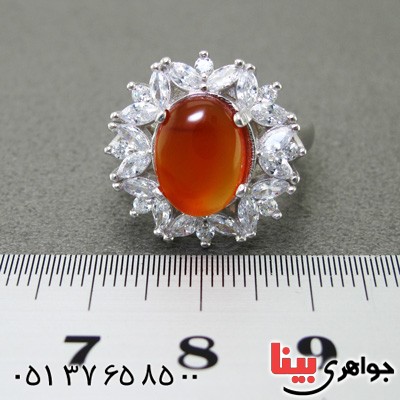 انگشتر عقیق یمنی رودیوم زنانه تک و مجلسی _کد:15220