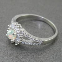 انگشتر اوپال رودیوم زنانه تک 