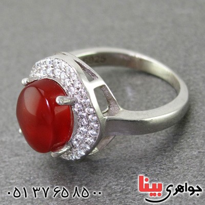 انگشتر عقیق یمنی رودیوم زنانه مدل پریا _کد:15237