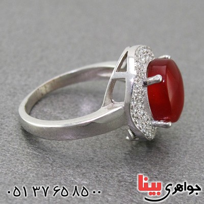 انگشتر عقیق یمنی رودیوم زنانه مدل پریا _کد:15237