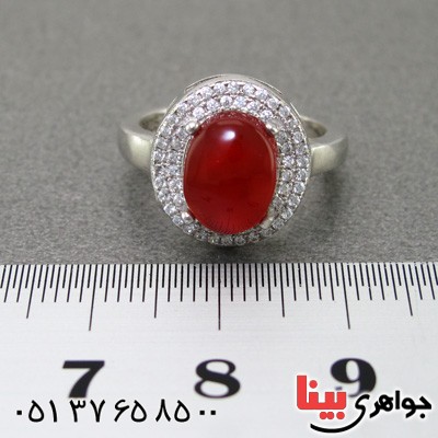 انگشتر عقیق یمنی رودیوم زنانه مدل پریا _کد:15237