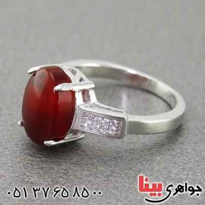 انگشتر عقیق یمنی جگری رودیوم زنانه خاص _کد:15245