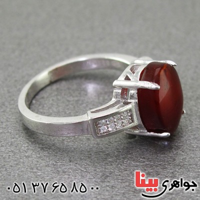 انگشتر عقیق یمنی جگری رودیوم زنانه خاص _کد:15245