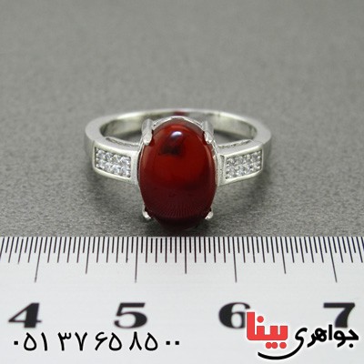 انگشتر عقیق یمنی جگری رودیوم زنانه خاص _کد:15245