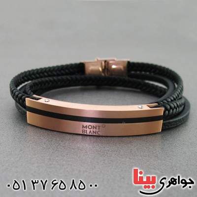 دستبند چرم طبیعی و برنز طرح مونث بلنک _کد:15251