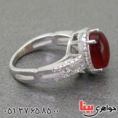 انگشتر عقیق یمنی رودیوم زنانه خوشرنگ _کد:15259