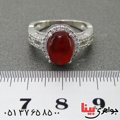 انگشتر عقیق یمنی رودیوم زنانه خوشرنگ _کد:15259