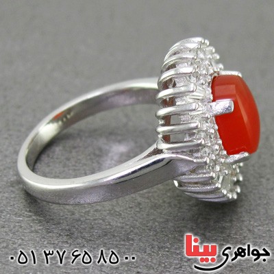 انگشتر عقیق یمنی رودیوم زنانه درشت مدل مهسا _کد:15261