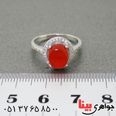 انگشتر عقیق یمنی رودیوم زنانه خوشرنگ _کد:15262