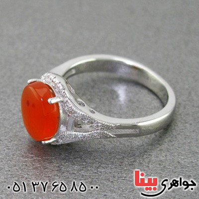 انگشتر عقیق یمنی رودیوم زنانه مدل نقاب _کد:15264