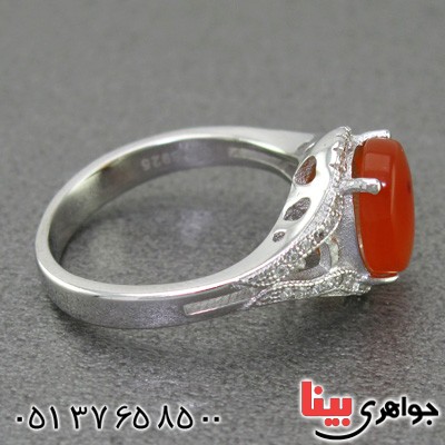 انگشتر عقیق یمنی رودیوم زنانه مدل نقاب _کد:15264