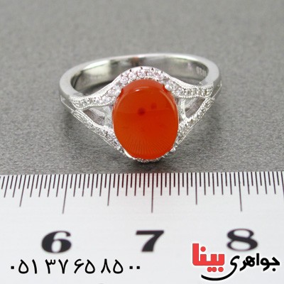 انگشتر عقیق یمنی رودیوم زنانه مدل نقاب _کد:15264