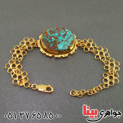 دستبند فیروزه نیشابوری شجری درشت فاخر _کد:2068