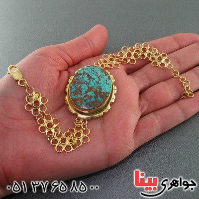 دستبند فیروزه نیشابوری شجری درشت فاخر _کد:2068