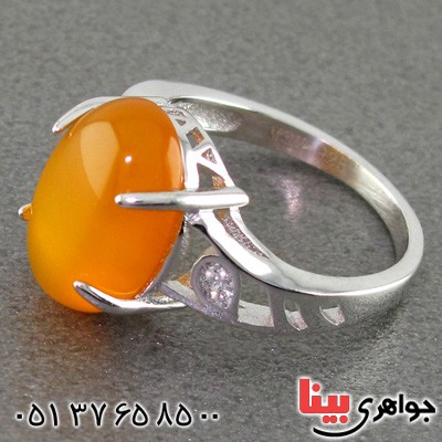 انگشتر عقیق شرف الشمس زنانه رودیوم خوشرنگ _کد:15338