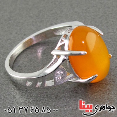 انگشتر عقیق شرف الشمس زنانه رودیوم خوشرنگ _کد:15338