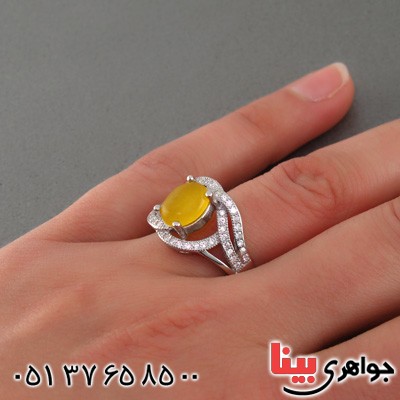 انگشتر عقیق شرف الشمس زنانه رودیوم مدل پروانه _کد:15352