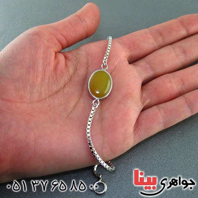 دستبند عقیق شرف الشمس بیضی خوشرنگ _کد:15355