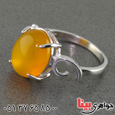 انگشتر عقیق شرف الشمس زنانه رودیوم خوشرنگ _کد:15358