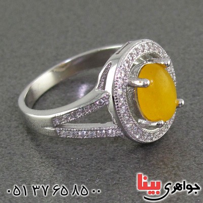 انگشتر عقیق شرف الشمس زنانه رودیوم خوشرنگ _کد:15367